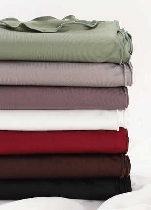 Luxury Wavy Edge Jersey Hijab for Women Solid Color Milk Silk Scarf Headscarf Autumn Shawl Stretchy Chiffon Scarf Ramanda