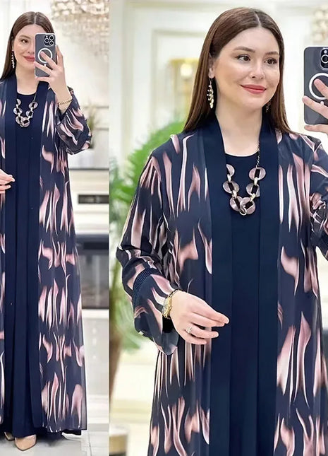Jalabiya Eid Abayas Dress Set Kaftan Turkey Caftan Robe 2 Piece Kaftan Muslim Women Abaya Party Dresses Ramadan Elegant