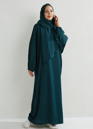 Muslim Abaya Prayer Dress One-piece Hooded Smocking Sleeve Islamic Clothing Women Jilbab Dubai Saudi Black Robe Turkish Modesty