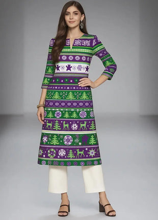 Muslim Kurt Christmas Women's Casual Fashion Comfortable Dress Long Sleeve Straight Tube Casual Ethnic Arabian Dress