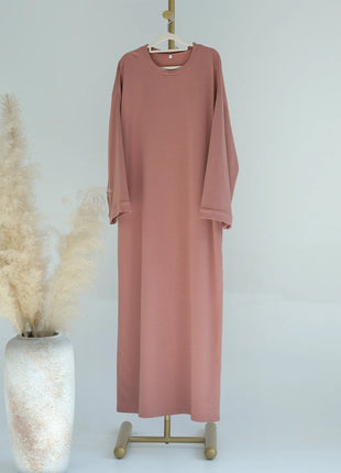 2024 New Modest Dress Solid Color Inner Dresses Muslim Women Dubai Abaya Eid Ramadan Islam Clothing Turkey Arabic Robe