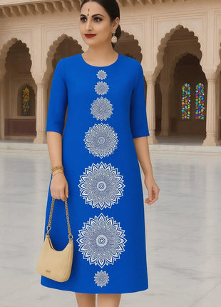 Muslim Dress Kurtta Women Fashionable Elegant National Style Straight Tube Slit hem Abito Donna Islamic Clothing For Women