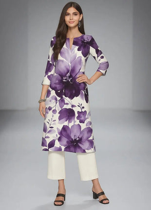 Muslim Kurt Women's Fashion Comfortable Dress Long Sleeve Straight Tube Casual Ethnic Flowers Regular Size New Dress
