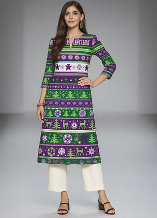 Muslim Kurt Christmas Women's Casual Fashion Comfortable Dress Long Sleeve Straight Tube Casual Ethnic Arabian Dress