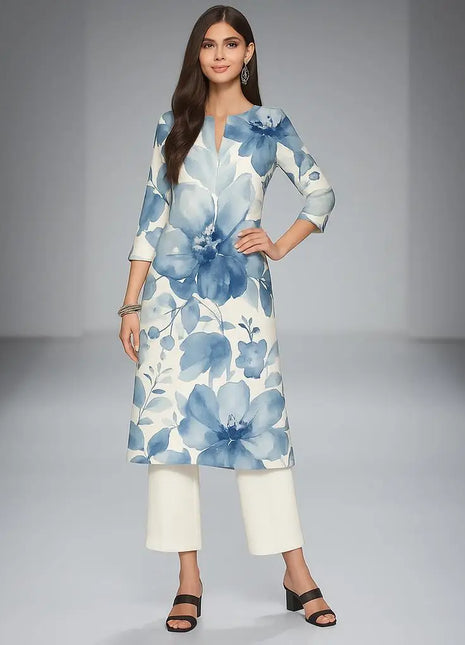 Muslim Kurtta Women Fashion Comfortable Dress Straight Tube Casual Ethnic Flower Vestidos Longos Moroccan Kaftan Dress