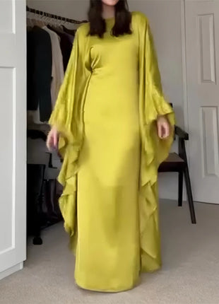 Eid Shiny Batwing Satin Abaya Dubai Luxury 2024 Muslim Abayas For Women Maxi Kaftan Dress Islamic Clothing Caftan Marocain Femme