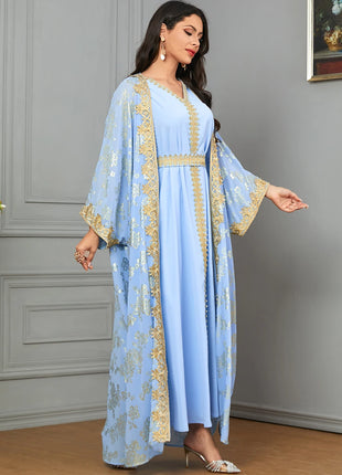 Women's Eid Abaya 2-Piece Set — Embroidered Jalabiya Party Dress