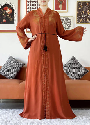 New Women Elegant Dress Chiffon Open Abaya with Zipper Muslim Women Dress Islamic Clothing Cardigan Abaya Women Muslim Dress