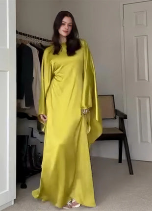 Eid Shiny Batwing Satin Abaya Dubai Luxury 2024 Muslim Abayas For Women Maxi Kaftan Dress Islamic Clothing Caftan Marocain Femme