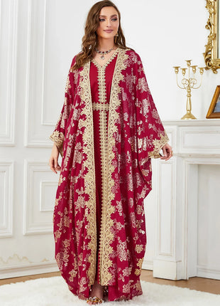 Women's Eid Abaya 2-Piece Set — Embroidered Jalabiya Party Dress