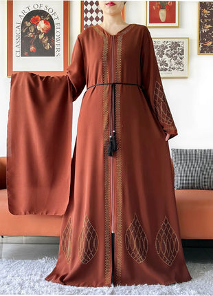 Elegant Women's Party Dress Chiffon Loose Open Zipper Abaya Muslim Islamic Clothing Cardigan Style for Special Occasions