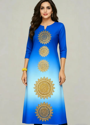 Muslim Kurt Casual Fashion Dress Long Sleeved Straight Tube Casual Ethnic Flower Abaya Women Muslim Dress Peacock Sleeve Abaya