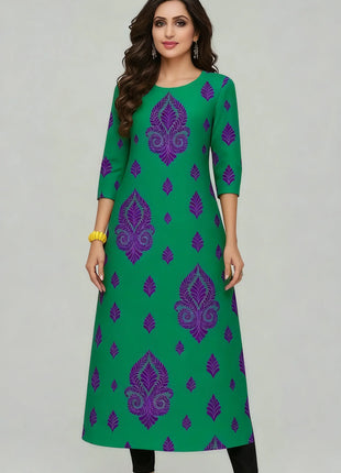 Muslim Dress Kurtta Women Fashionable Elegant National Style Straight Turkish Abaya Slit hem Colorful Elephant 2026 Pattern