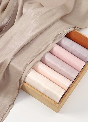 Newest Plain Shimmer Hijab Silk Wrinkle Scarf Muslim Woman Hijab Shawls Islam Woman Long Wraps Femme Headband Pure Turban