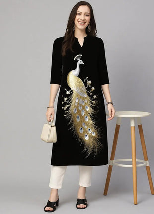 Peacock Women's Kurt Casual Fashion Dress Long Sleeved Straight Tube Casual Ethnic Flower Muslim Kaftan Dresses Womens Morocco