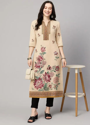 Muslim Kurt Women's Casual Fashion Dress Long Sleeved Straight Tube Casual Ethnic Flower Kaftan Moroccan Women Robe