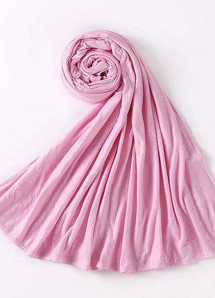 Muslim Plain Cotton Jersey Hijab Scarf Solid Color With Good Stitch Stretchy Soft Turban Head Wraps Shawl Foulard Femme