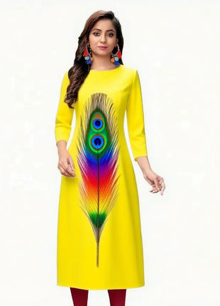 Muslim Women Kurtta Casual Dress National Style Straight Casual Ethnic Peacock Mandarin Design Turkish Abaya Slit hem