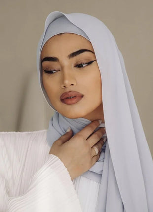 2 Piece Set Chiffon Hijab Matching Undercap Chiffon Scarf with Matching Underscarf Shawls Scarves Head Scarf Headwraps for Women