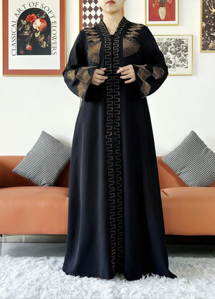 2024 Women Elegant Party Dress Chiffon Open Abaya Muslim Women Dress Islamic Clothing Cardigan Abaya Women Muslim Dress