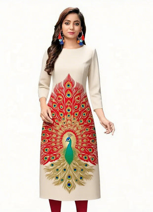 Muslim Women Kurtta Casual Dress National Style Straight Casual Ethnic Peacock Mandarin Design Turkish Abaya Slit hem
