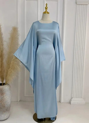 Eid Shiny Batwing Satin Abaya Dubai Luxury 2024 Muslim Abayas For Women Maxi Kaftan Dress Islamic Clothing Caftan Marocain Femme