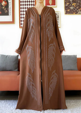 New Middle East Africa Elegant Women Cardigan Chiffon Loose Open Zippier Abaya Muslim Islamic Clothing Cardigan Style Loose Size