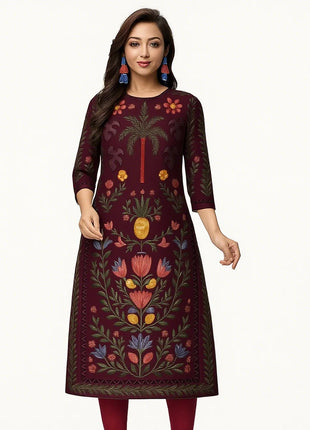 Muslim 2026 Women's Kurt Fashionable And Elegant Straight Tube Casual Slit hem Pattern Peacock Abito Donna Musulmana