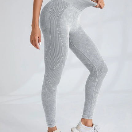 Women Seamless Gym High Waist Yoga Pants Hip Lifting Outdoor Sports Tight Waist Letter Sand Washed Pants Exercise Yoga Leggings