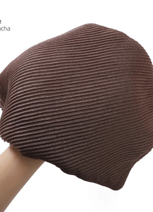 New Breathable Soft Solid Color Silver Silk Crumpled Shiny Pleated Shawl Women's Hair Towel Scarf One Piece Dropshipping