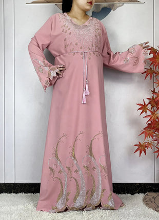 2024 New Muslim Chiffon Abayas For Women Robe Caftan Dubai Islam Clothing African Abaya Long Sleeved Fashion Dress With Turban