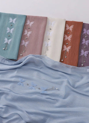 New Pearl Chiffon Bead Long Scarf Muslim Hijab Women Headscarf Shawl Wrap Veil Turban Headscarf Bandanas Bufanda Foulard Stoles