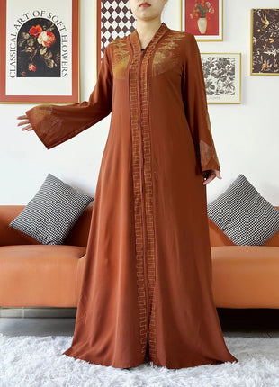 New Women Elegant Dress Chiffon Open Abaya with Zipper Muslim Women Dress Islamic Clothing Cardigan Abaya Women Muslim Dress