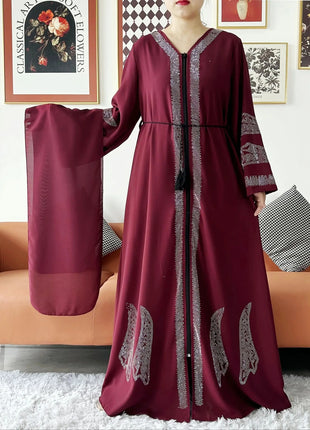 New Women Elegant Dress Chiffon Open Abaya with Zipper Muslim Women Dress Islamic Clothing Cardigan Abaya Women Muslim Dress