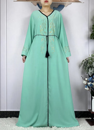 New African Abayas For Women Long Sleeved Chiffon Loose Femme Elegant Robe Dubai Islam Fashion Party Evening Dresses With Scarf