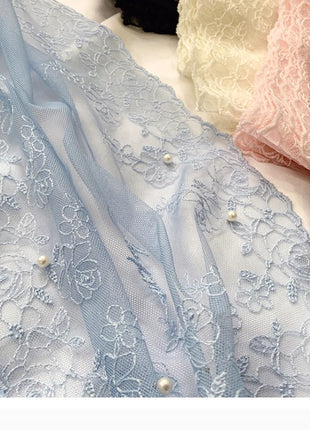 New Lace Beaded Silk Scarf Women's Spring and Autumn Thin Shawl Outer Decorative Scarf Yarn Versatile Tide