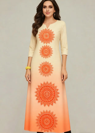 Muslim Kurt Women's Casual Fashion Dress National style Straight Tube Casual Ethnic Flower Kaftan Moroccan Women Robe