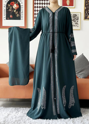 2024 Women Elegant Party Dress Chiffon Open Abaya Muslim Women Dress Islamic Clothing Cardigan Abaya Women Muslim Dress