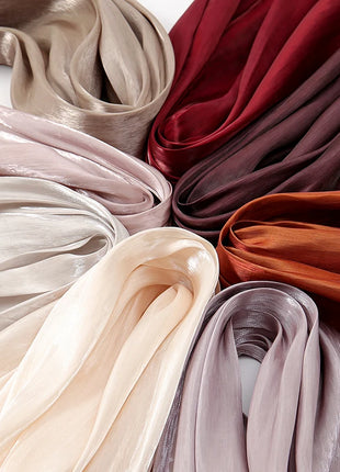 Newest Plain Shimmer Hijab Silk Wrinkle Scarf Muslim Woman Hijab Shawls Islam Woman Long Wraps Femme Headband Pure Turban