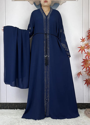 New Dubai Style Women Elegant Dress Long Sleeves Open Abaya Muslim Women Dress Islamic Clothing Casual Abaya Women Muslim Dress