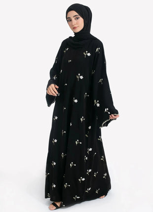 Stylish Muslim Islamic Abaya for Women Light Green Floral Embroidery Delicate Cuffs Ideal for UAE Saudi Arabia Qatar
