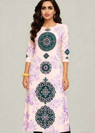 National style Kurt Women's Fashion Comfortable Long Sleeve Straight Casual Ethnic Peacock Pattern Robe Musulman Femme