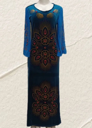 Customized African Dresses For Women Velvet Design Dashiki Beading Abaya Bandage Maxi Bazin Vintage Robe Gowns Africa Sexy Lady