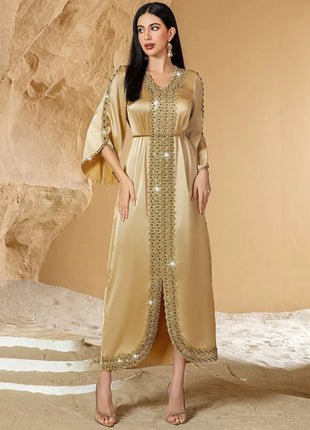 Eid Muslim Dress For Women Ramadan Jalabiya Lace Diamond Party Dresses Abaya Long Robe Morocco Dubai Kaftan Vestidos Largos 2026