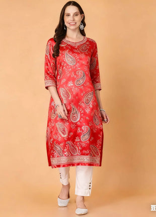 Muslim Kurt Women's Fashionable And Comfortable Kurtta With Flowers Straight Tube And National style Abito Donna Musulmana