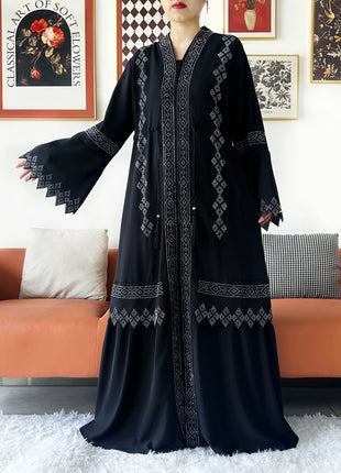 Laxury Design New Women Elegant Dress Chiffon Open Abaya Muslim Women Dress Islamic Clothing Cardigan Abaya Women Muslim Dress