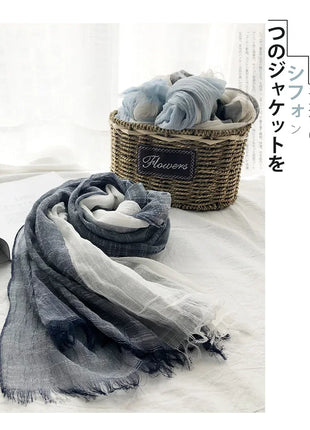 Thin Scarf Shawl New Cotton and Linen Women's Solid Color Sunscreen Muslim Headband Israel Saudi Arabia Japanese South Korea