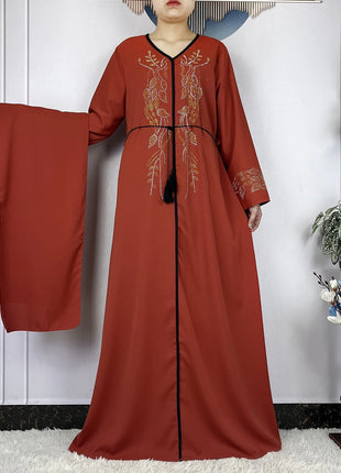 New African Abayas For Women Long Sleeved Chiffon Loose Femme Elegant Robe Dubai Islam Fashion Party Evening Dresses With Scarf