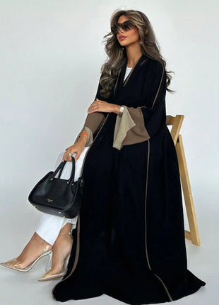 Middle Eastern Loose Abaya Muslim Full Sleeve Open Front Abayas Elegant Kaftans Women Jilbabs Arabian Islamic Maxi Dresses