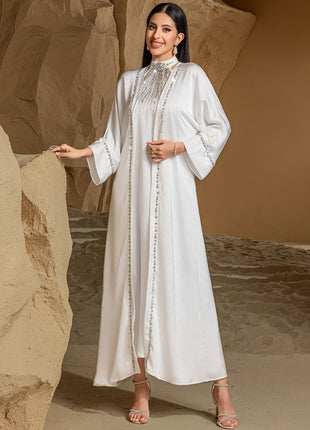 2Pcs Luxury Dubai Abaya Muslim Sets for Women Diamonds Evening Party Dress Kimono Jalabiya Wedding Gown Kebaya Ramadan Caftan